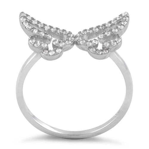 Sterling Silver Angel Wings CZ Ring