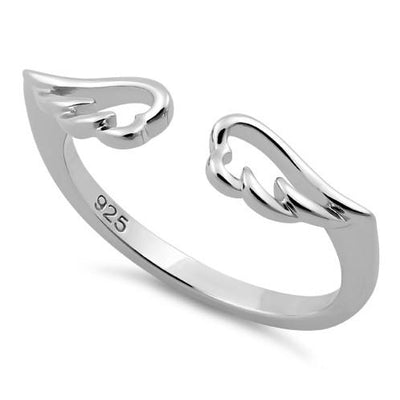 Silver angel ring top