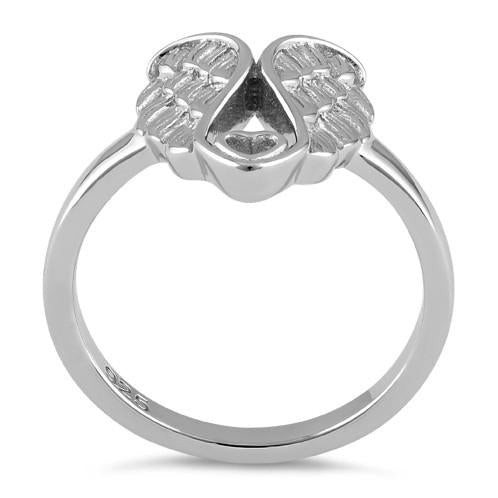Sterling Silver Angel Wings with Heart Ring