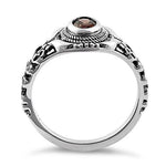 Sterling Silver Austere Oval Cut Brown CZ Ring