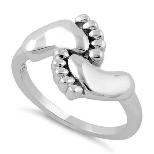 Sterling Silver Baby Feet Ring