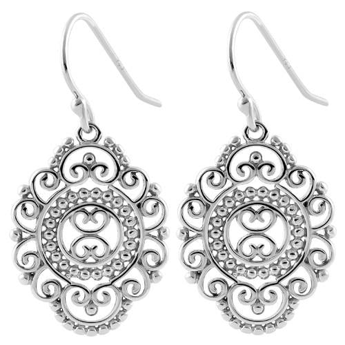 Sterling Silver Bali Dangle Earrings