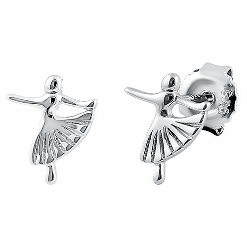 Sterling Silver Ballet Dance Stud Earrings