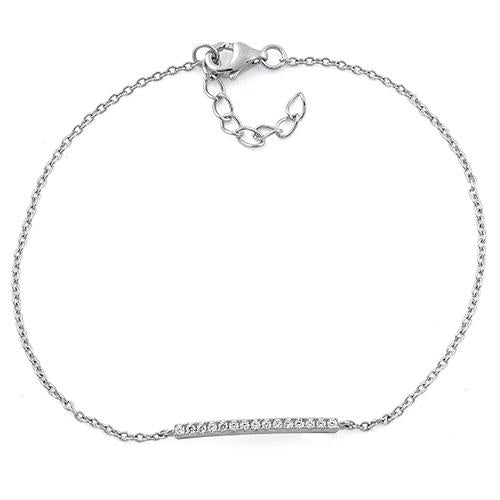 Sterling Silver Bar Clear CZ Bracelet