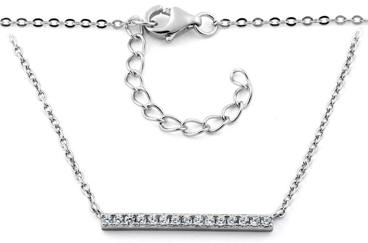 Sterling Silver Bar CZ Necklace