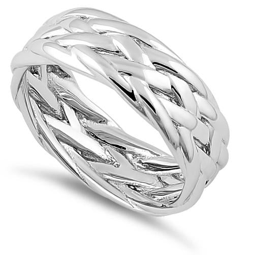 Sterling Silver Basket Weave Eternity Band