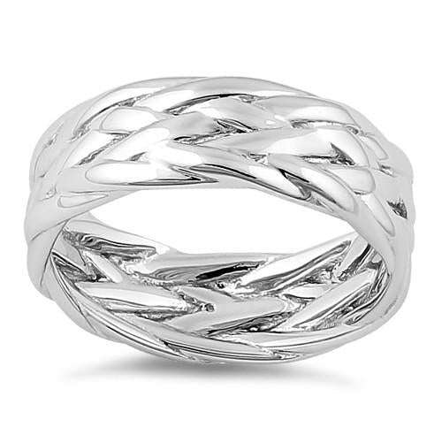 Sterling Silver Basket Weave Eternity Band