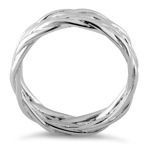 Sterling Silver Basket Weave Eternity Band