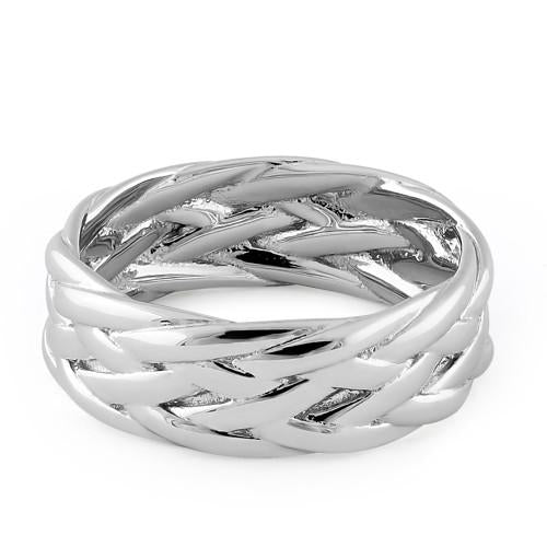 Sterling Silver Basket Weave Eternity Band