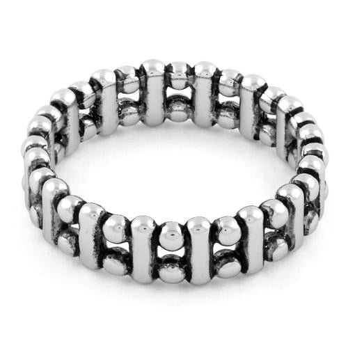 Sterling Silver Bead & Bar Stackable Ring