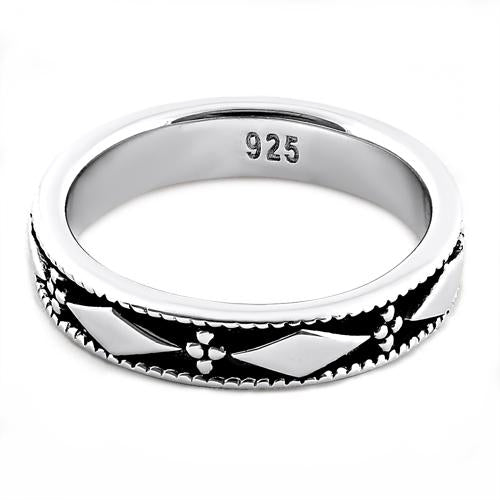 Sterling Silver Bead & Diamond Eternity Band