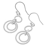 Sterling Silver Beaded Rings Dangle Hook Earrings