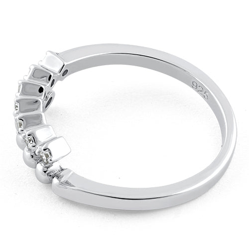 Sterling Silver Beads and CZ Adjustable Size Ring