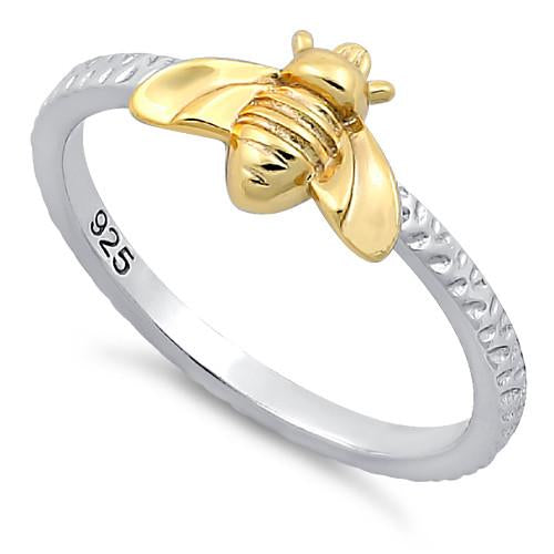 Sterling Silver Bee Two Toned Ring
