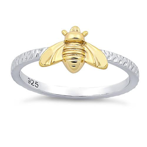 Sterling Silver Bee Two Toned Ring