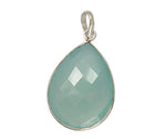 Sterling Silver Bezelled Pendant Sea Green Chalcedony Pear
