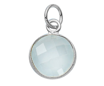 Sterling Silver Bezelled Pendant Sea Green Chalcedony Round 11mm