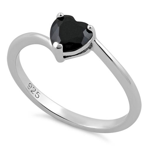 Sterling Silver Black Heart CZ Ring