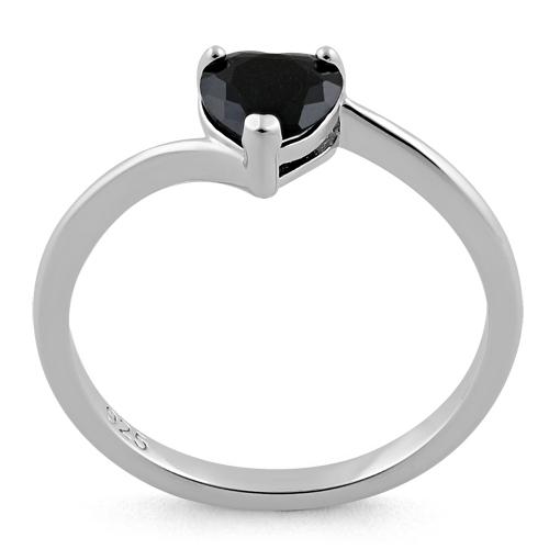 Sterling Silver Black Heart CZ Ring