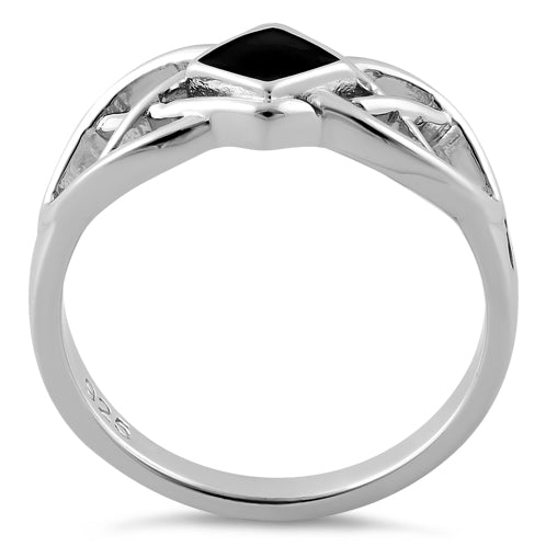 Sterling Silver Synthetic Black Onyx Celtic Ring