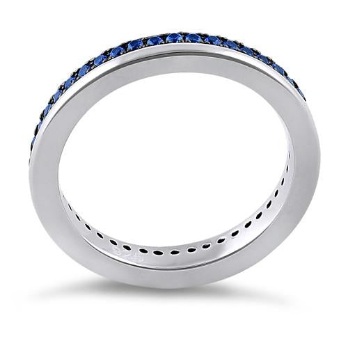 Sterling Silver Blue CZ Eternity Band