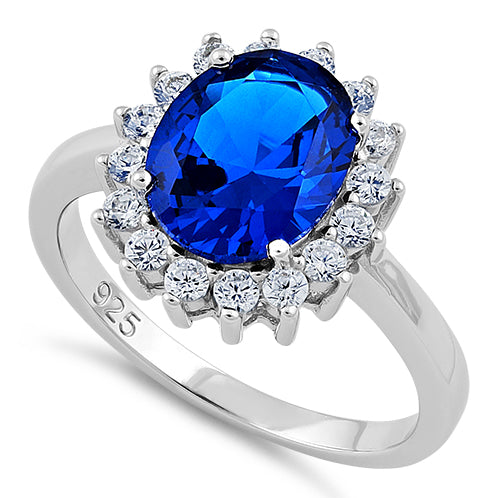 Sterling Silver Blue Sapphire CZ Ring