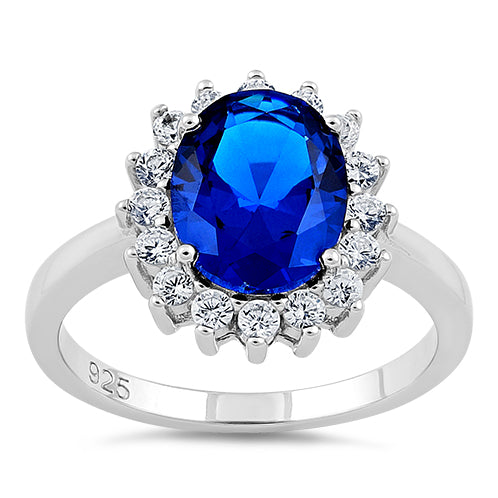 Sterling Silver Blue Sapphire CZ Ring