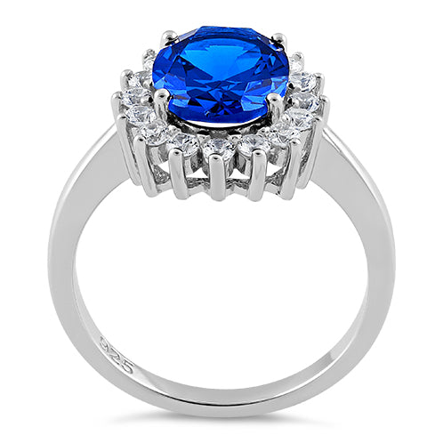 Sterling Silver Blue Sapphire CZ Ring