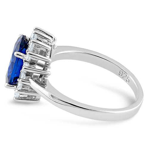 Sterling Silver Blue Sapphire CZ Ring