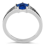 Sterling Silver Blue Sapphire Star Cut CZ Ring