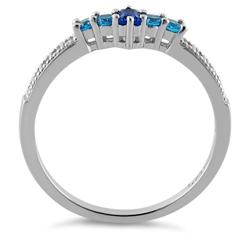 Sterling Silver Blue Spinel & Aqua CZ Ring