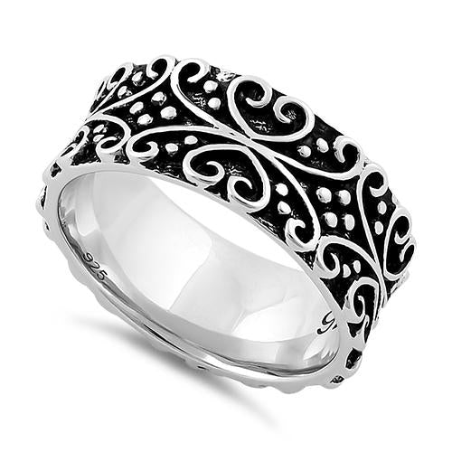 Sterling Silver Bold Curly Heart Eternity Ring