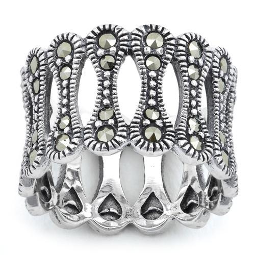 Sterling Silver Bone Eternity Marcasite Ring