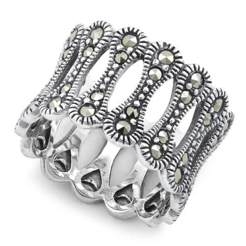 Sterling Silver Bone Eternity Marcasite Ring