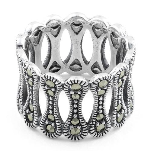 Sterling Silver Bone Eternity Marcasite Ring