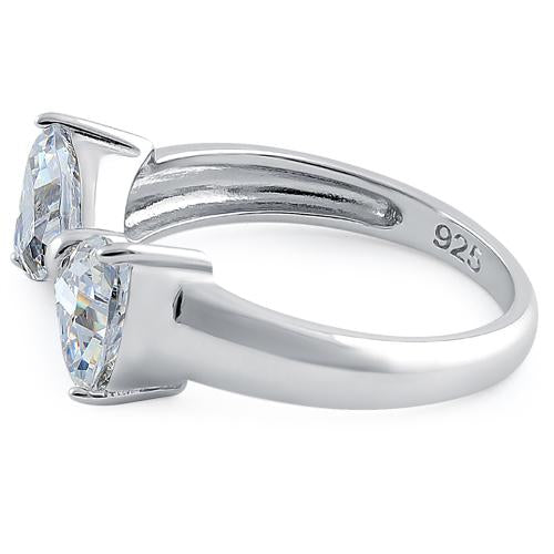 Sterling Silver Bow Trillion Cut Clear CZ Ring