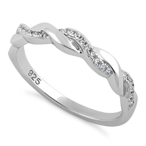 Sterling Silver Braided CZ Ring