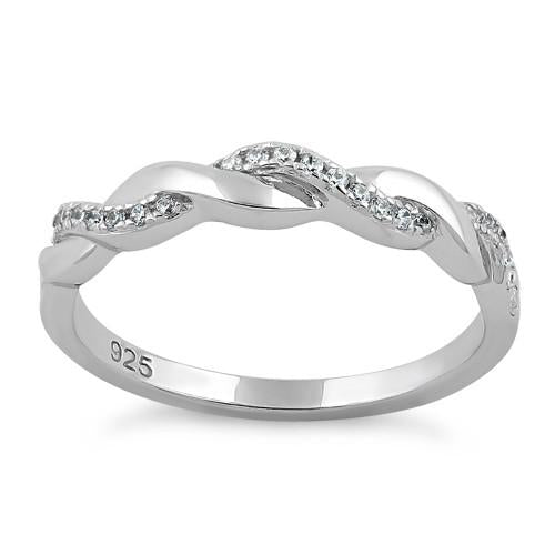 Sterling Silver Braided CZ Ring