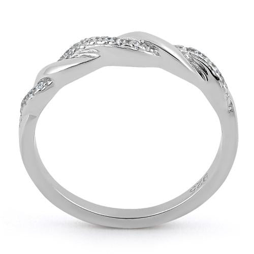 Sterling Silver Braided CZ Ring