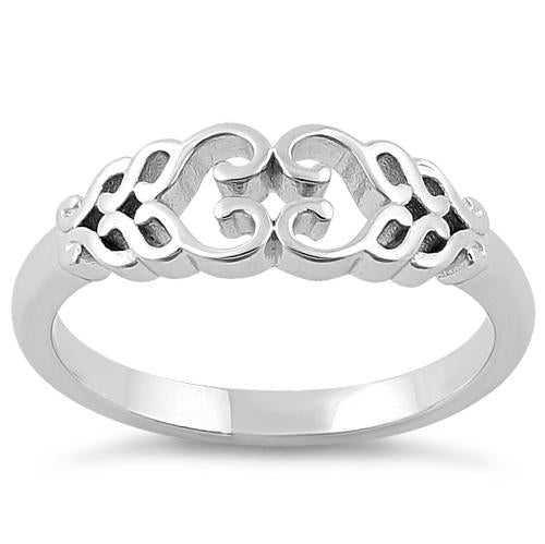 Sterling Silver Braided Hearts Ring