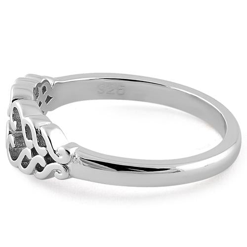 Sterling Silver Braided Hearts Ring