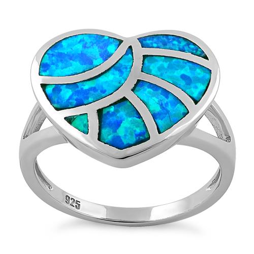 Sterling Silver Heart Lab Opal Ring