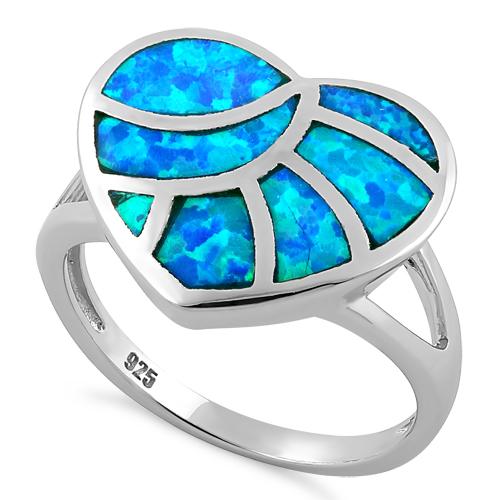 Sterling Silver Heart Lab Opal Ring