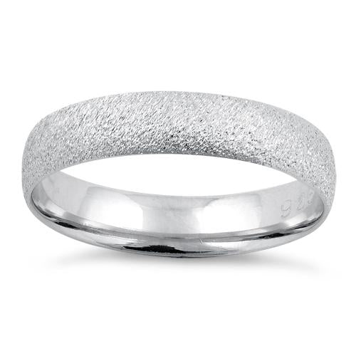 Sterling Silver Brushed Wedding Band Ring 4mm