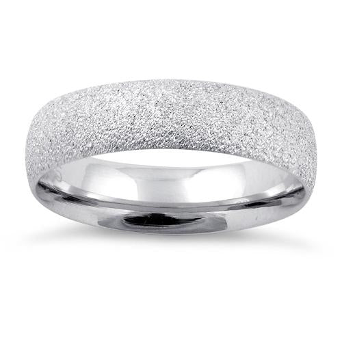 Sterling Silver Brushed Wedding Band Ring 5mm