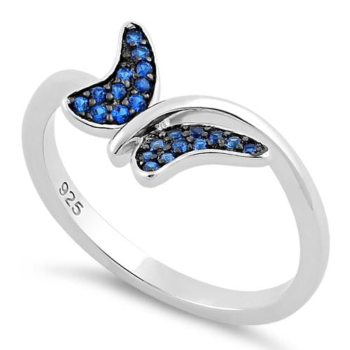 Sterling Silver Buttefly Blue Spinel CZ Ring