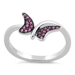Sterling Silver Butterfly Ruby CZ Ring