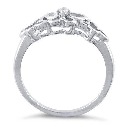 Sterling Silver Butterflies Clear CZ Ring