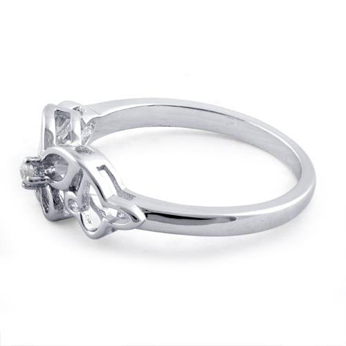 Sterling Silver Butterflies Clear CZ Ring