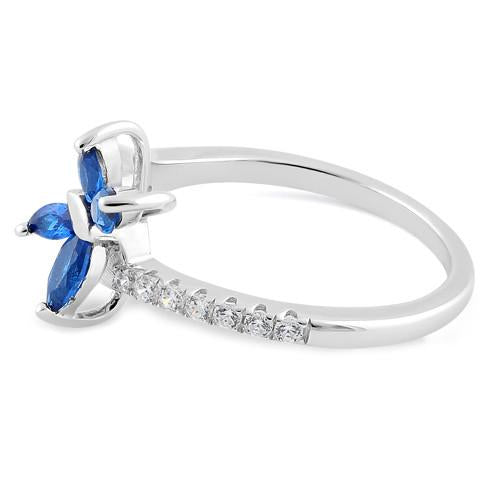 Sterling Silver Butterfly Blue Spinel CZ Ring